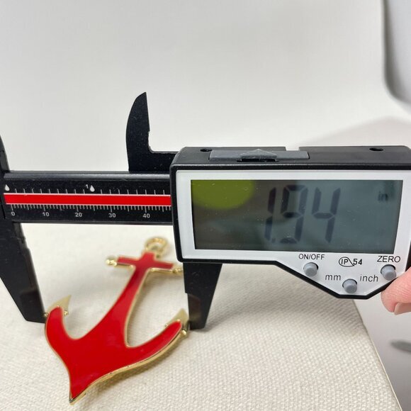 Vintage Anchor Brooch Pin Red‎ Gold-Tone Large Nautical Novelty Enamel - Picture 7 of 8